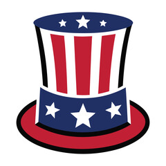 patriotic top hat with stars and stripes vector illustration