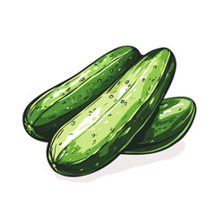 My hand-drawn colorful Cucumber. Trendy abstract minimal style. Natural fresh. Vector illustration isolated on white background, vector illustration