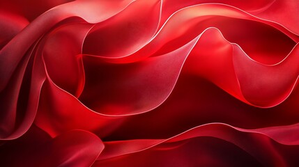 Red silk fabric flowing in elegant folds, studio shot with soft lighting