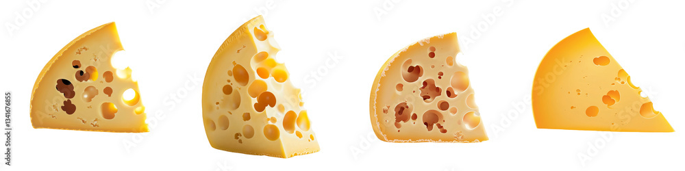 Aufkleber An isolated yellow cheese slice on a transparent background was generated using Generative Ai technology