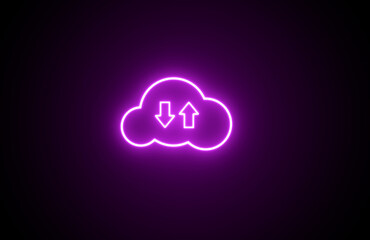 Download and Upload icon. Neon Download icon. Glowing neon download sign. Neon Download and Upload icon.