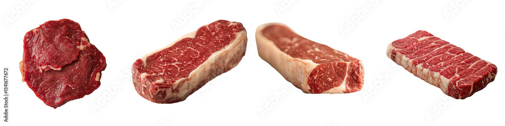 Aufkleber isolated raw beef steak on transparent background made with generative ai