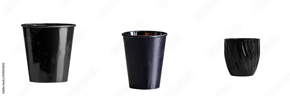 Poster Generative Ai was used to create an image of a black paper coffee cup isolated on a transparent background