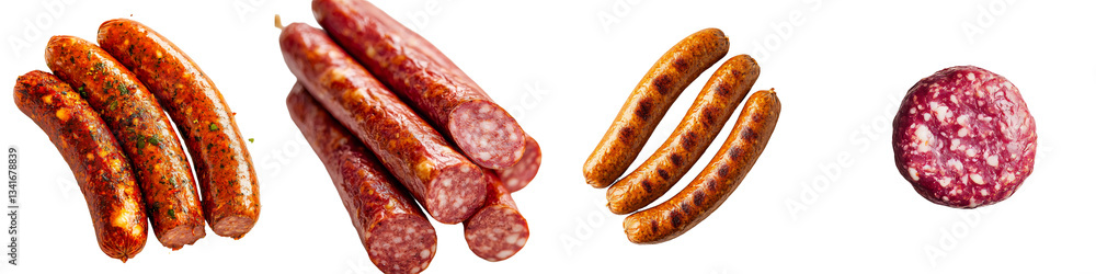 Poster A transparent background features isolated sausages generated by Generative Ai