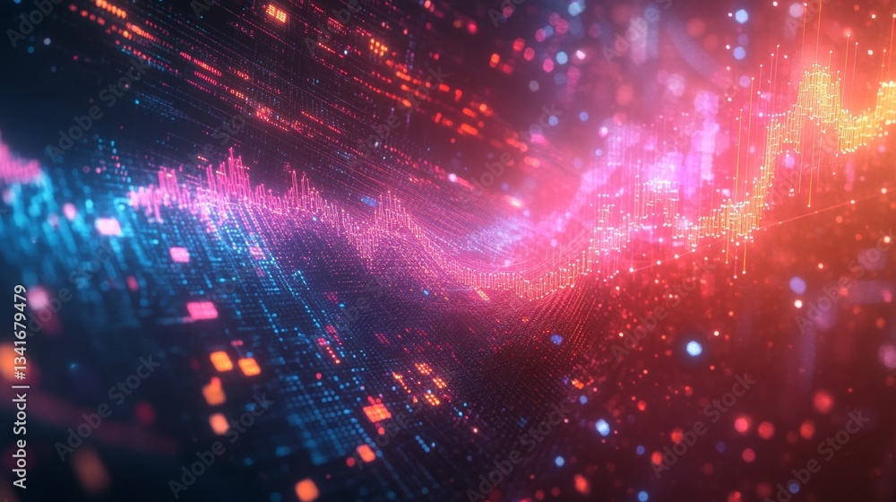 Aufkleber analyzing financial trends digital space abstract graphics virtual environment data visualization mo