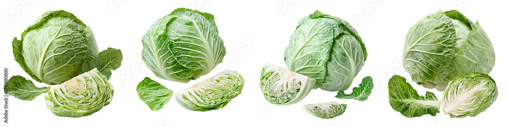 Aufkleber isolated on a transparent background is a fresh green cabbage, an image generated by generative ai