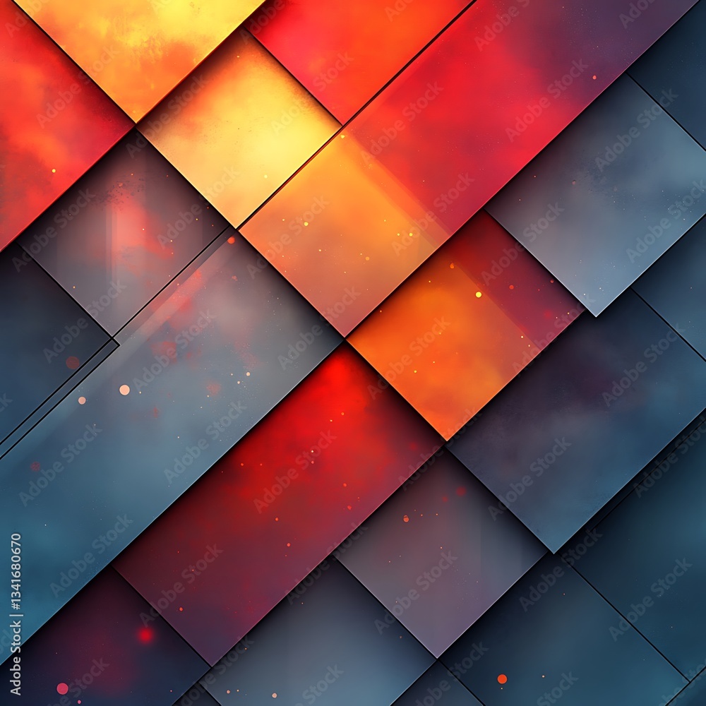 Poster abstract geometrical colorful background with a diagonal pattern of square tiles