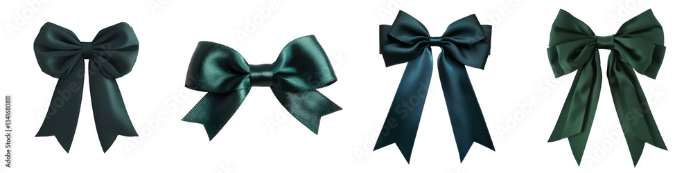 Aufkleber isolated on a transparent background is a green satin ribbon, an image generated by ai