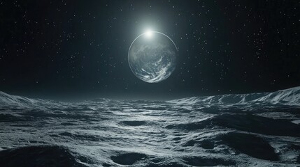 Fototapeta premium A tranquil scene of Earthrise as seen from the Moon