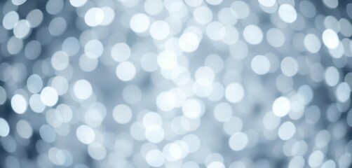 Abstract silver bokeh background with blurred lights, ample copy space, background, metallic, shimmer