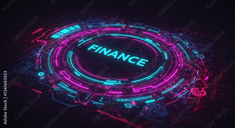 Poster digital finance hub: a captivating digital interface with the word 