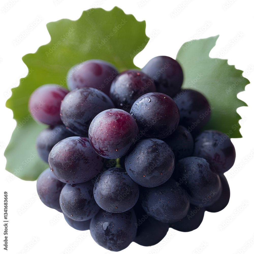 Poster A cluster of dark purple grapes is set against a transparent backdrop, created using Generative Ai