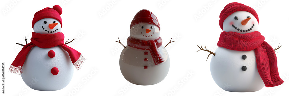 Aufkleber Isolated on a transparent background is a snowman produced by Generative Ai