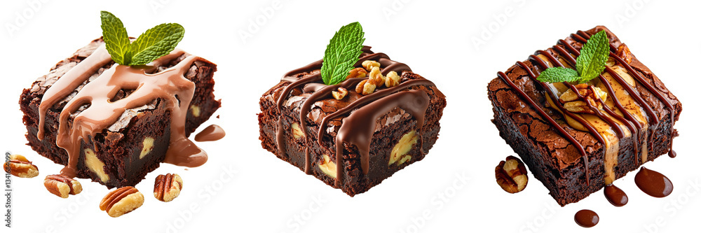 Poster An isolated chocolate brownie on a transparent background has been created using the capabilities of Generative Ai