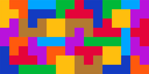 Building blocks background with color block shapes, pixel bricks
