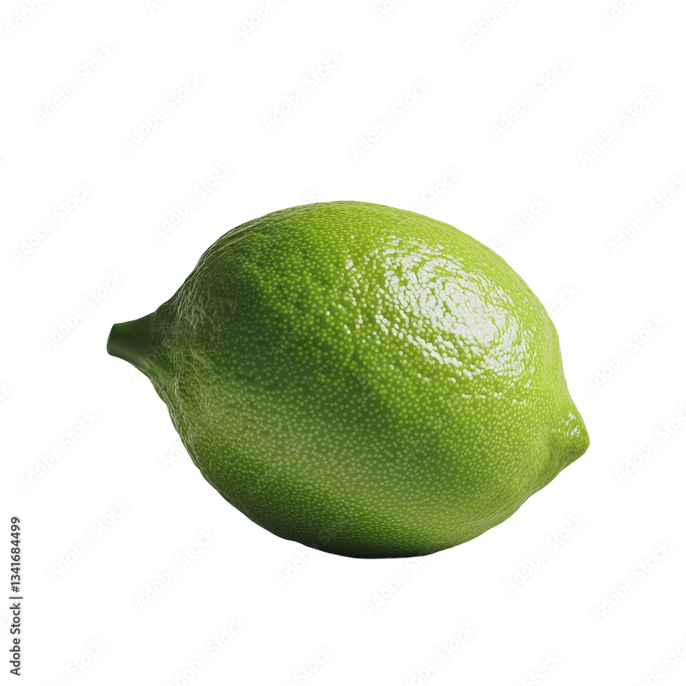 Aufkleber On a transparent background, a fresh lime is depicted in isolation, a creation of Generative Ai
