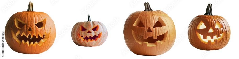 Poster an isolated halloween jack-o'-lantern pumpkin on a transparent background was generated using genera