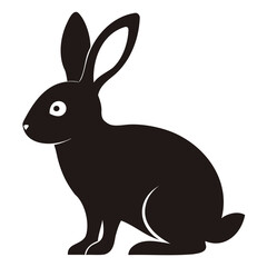 Minimalist Black Rabbit Silhouette Vector Illustration PNG for Graphic Use