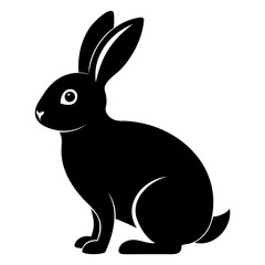 Minimalist Black Rabbit Silhouette Vector Illustration PNG for Graphic Use
