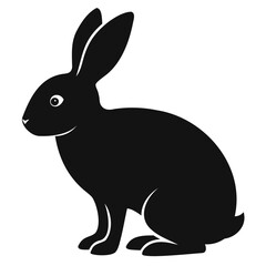 Rabbit Black Silhouette Vector Illustration Isolated on Transparent Background