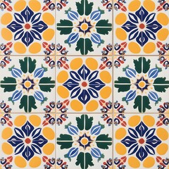 A repeating pattern of colorful Moroccan tiles with intricate symmetrical designs.