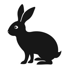 Rabbit Black Silhouette Vector Illustration Isolated on Transparent Background