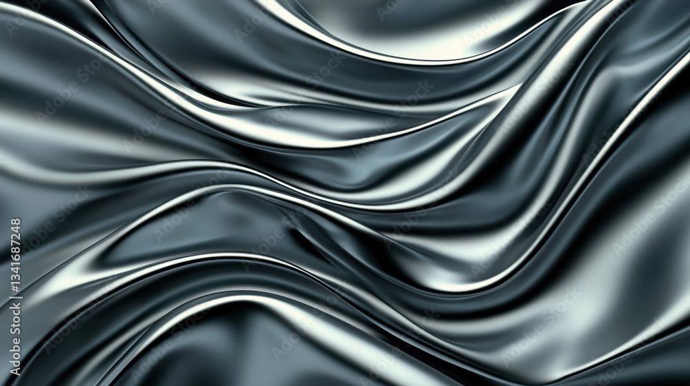 Poster sleek metallic texture with flowing waves, creating dynamic and modern appearance that evokes sense 