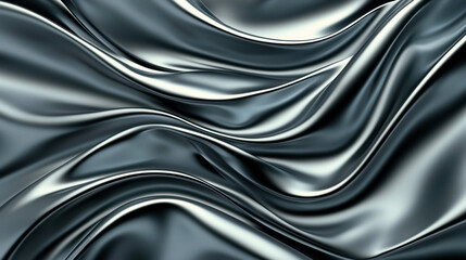 Obraz premium Sleek metallic texture with flowing waves, creating dynamic and modern appearance that evokes sense of elegance and depth