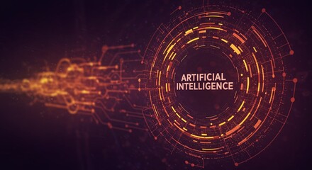 Fototapeta premium Artificial Intelligence Digital Interface: An abstract, eye-catching digital representation of artificial intelligence.