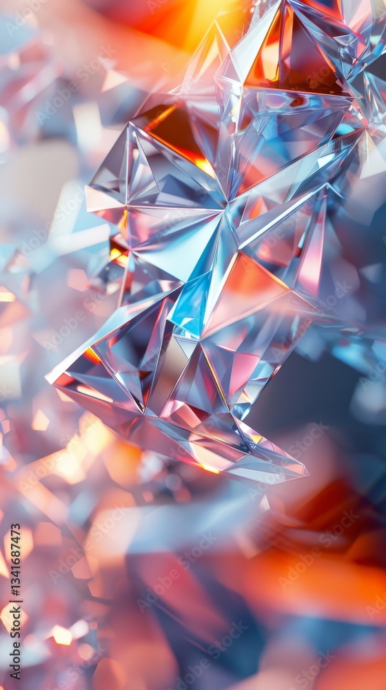 Poster futuristic floating polygonal shapes create a dynamic abstract composition in a soft light environme