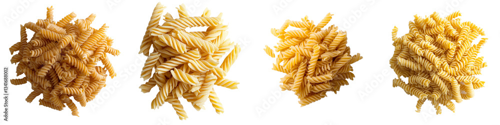 Poster yellow rotini pasta, generated by ai, is depicted on its own against a transparent background