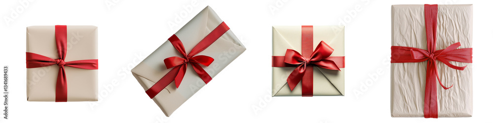 Poster on a transparent background, a gift box is depicted in isolation, a product of generative ai