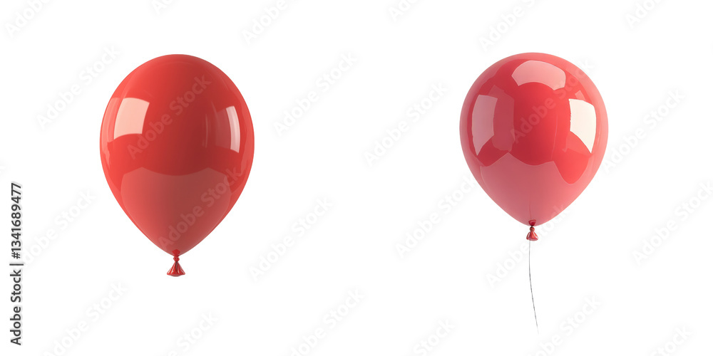 Poster On a transparent background, a single red helium balloon floats, an image generated by Generative Ai