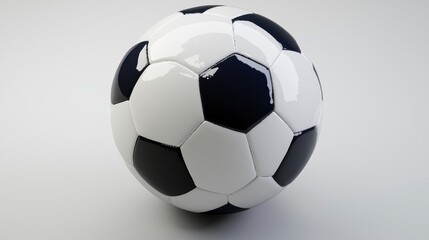 Naklejka premium Close up of a Black and White Soccer Ball on a Bright Background