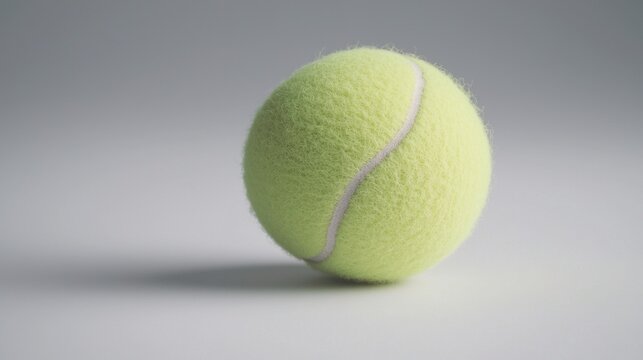 Close up of a Yellow Green Tennis Ball on Gray Background