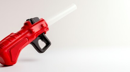 A bright red fuel nozzle stands out against a clean background. Perfect for illustrating themes of energy and efficiency in modern transportation. Generative AI