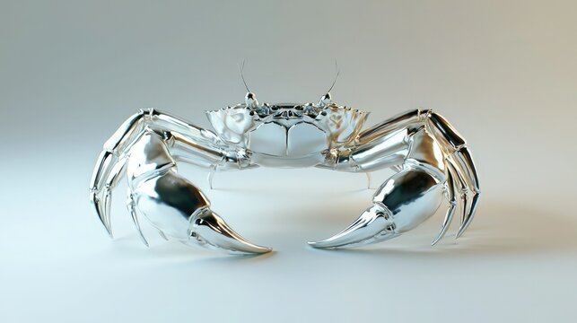 A 3D-rendered crab icon with a shiny, metallic finish for a futuristic look 