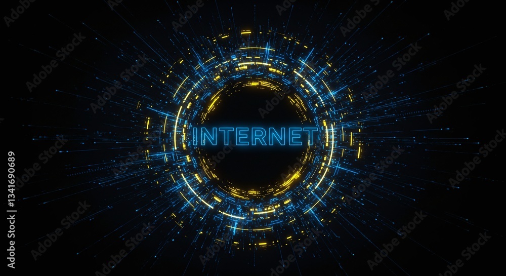 Poster cybernetic network: a captivating digital artwork showcasing the word 
