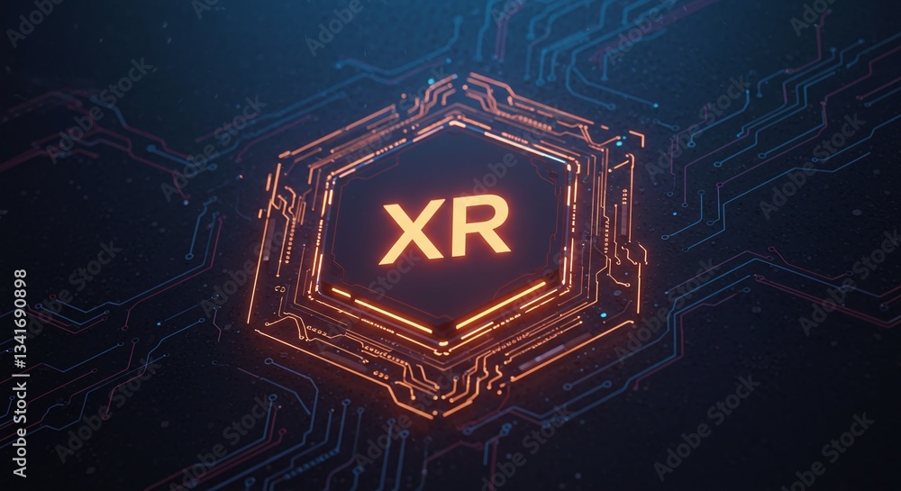 Poster xr technology hexagon: futuristic hexagon symbol with 