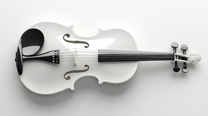 A minimalist white violin with a smooth, polished surface and a contemporary design