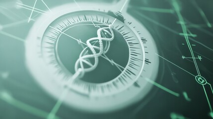 Abstract Green Digital DNA Helix Clock Futuristic Technology