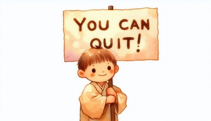 Empowering message for kids 'you can quit! inspirational sign positive vibes bright background