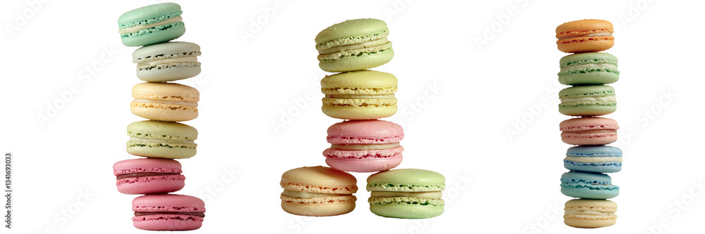 Poster Generative Ai has produced a visual of macarons in various colors, positioned on a transparent background