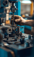 Precision Manufacturing intricate mechanism assembly within industrial workshop setting detail