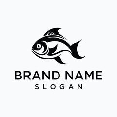 Obraz premium Classic fish logo, bold silhouette with a timeless appeal. Represents strength, tradition, and the spirit of the sea. Ideal for seafood or fishing brands.