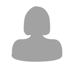 ぽっちゃりした丸みのある女性ボブカット　シルエットイラスト　グレー