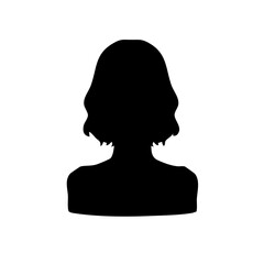 痩せすぎな女性ウェーブヘア　シルエットイラスト