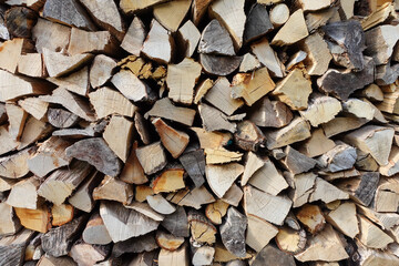 Stacked Firewood with Natural Texture