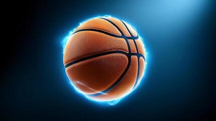 Fototapeta premium Glowing Pixelated Basketball on Dark Background
