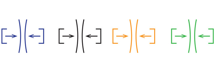 Elastic icon. Compression arrows icon. Resilience icon. Elastic material sign. Flexibility icon. Elastic thin line vector icon set. 